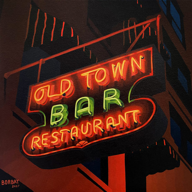 Old Town Bar Neon Painting by Borbay