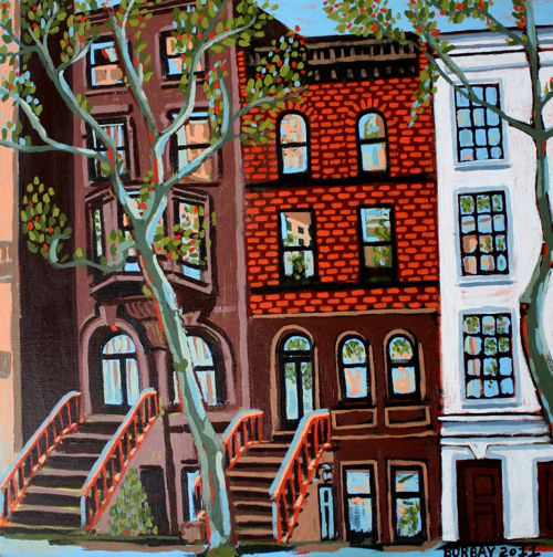 East 92nd Stoops Painting by Borbay