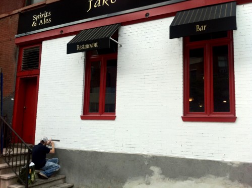 Painting Process Jake's Saloon, West 57th Street and 10th Ave Manhattan a Mural by Borbay and Penn