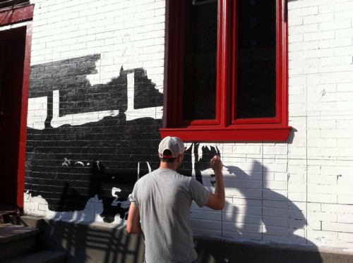 Painting Process Jake's Saloon, West 57th Street and 10th Ave Manhattan a Mural by Borbay and Penn