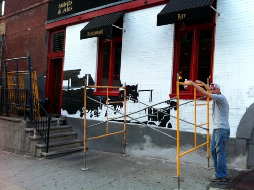 Painting Process Jake's Saloon, West 57th Street and 10th Ave Manhattan a Mural by Borbay and Penn