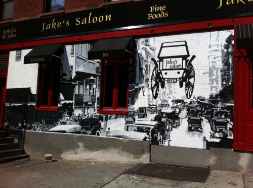 Painting Process Jake's Saloon, West 57th Street and 10th Ave Manhattan a Mural by Borbay and Penn