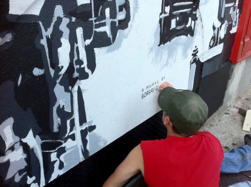 Painting Process Jake's Saloon, West 57th Street and 10th Ave Manhattan a Mural by Borbay and Penn