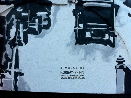 Painting Process Jake's Saloon, West 57th Street and 10th Ave Manhattan a Mural by Borbay and Penn