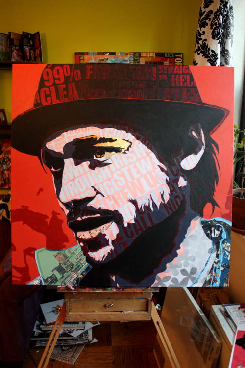 Brad Pitt From Snatch Painting Process by Borbay