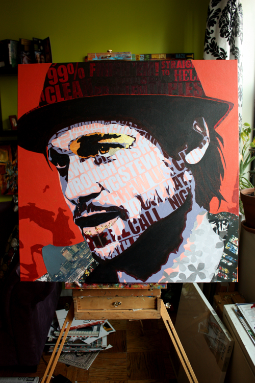 Brad Pitt From Snatch Painting Process by Borbay