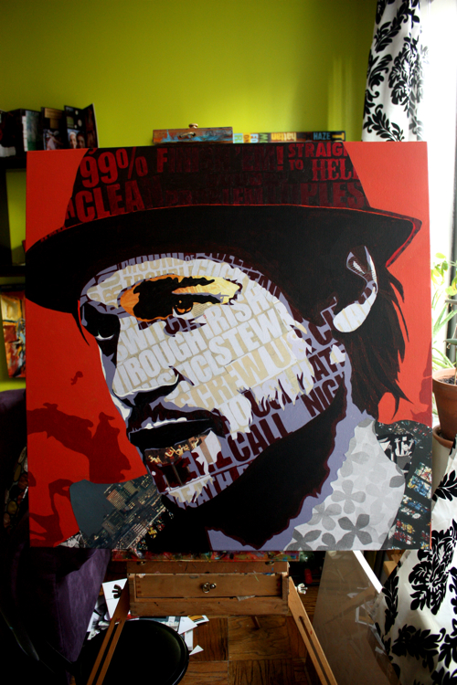 Brad Pitt From Snatch Painting Process by Borbay