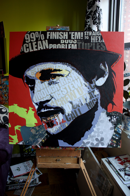 Brad Pitt From Snatch Painting Process by Borbay