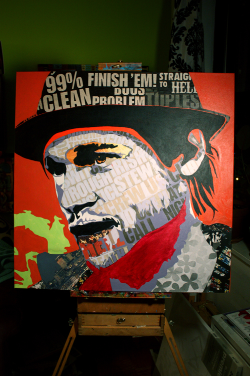 Brad Pitt From Snatch Painting Process by Borbay