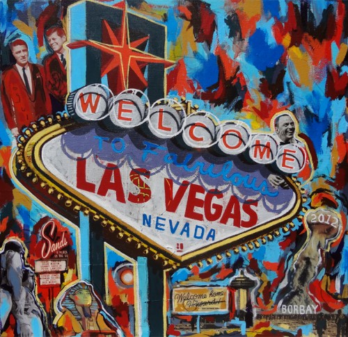 Welcome To Las Vegas Sign Painting by Borbay 2012