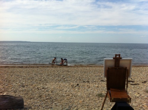 Navy Beach Montauk Painting Process by Borbay
