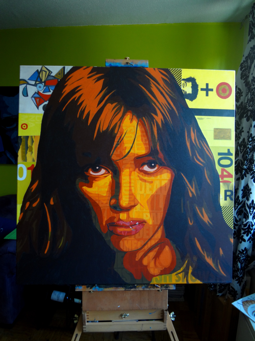 Uma Thurman as Beatrix Kiddo AKA Black Mamba Painting Process by Borbay