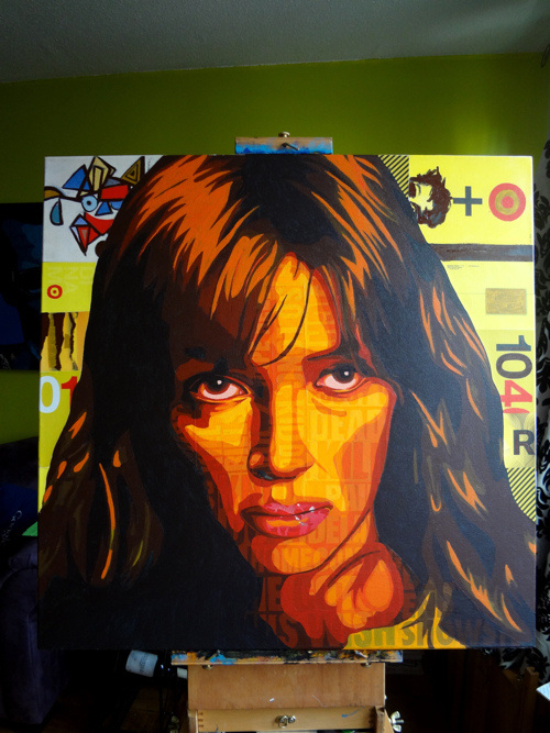 Uma Thurman as Beatrix Kiddo AKA Black Mamba Painting Process by Borbay