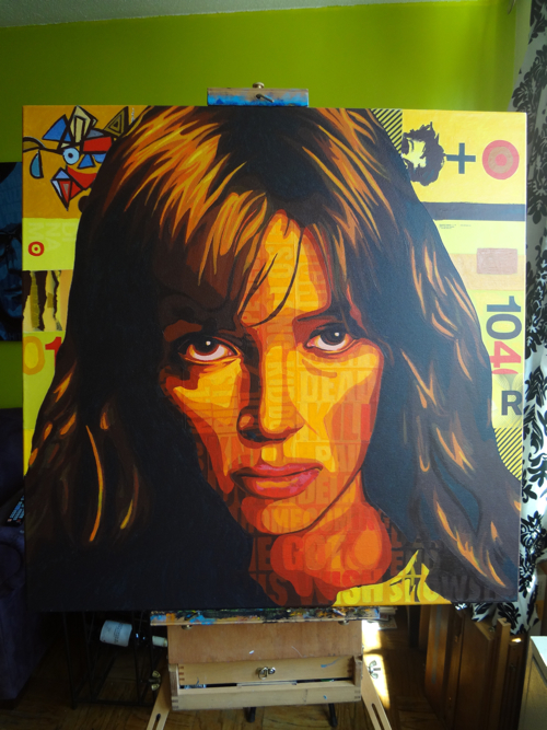 Uma Thurman as Beatrix Kiddo AKA Black Mamba Painting Process by Borbay