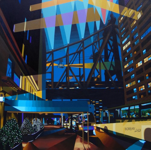Sutton Place at Twilight, a Futurist Painting by Borbay