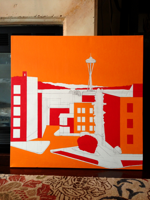 Seattle Space Needle Painting Process by Borbay