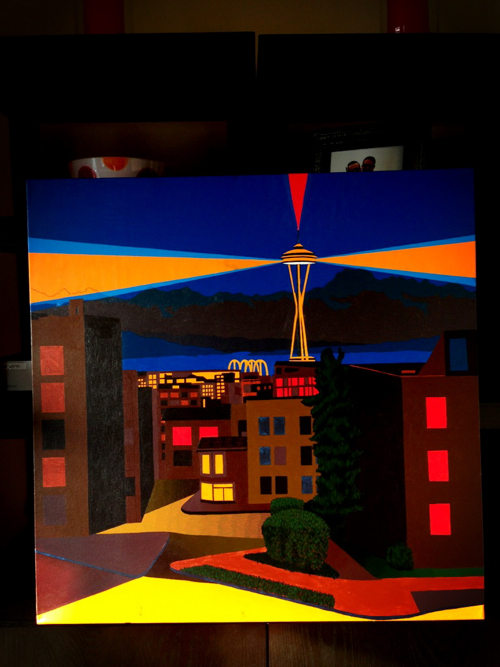 Seattle Space Needle Painting Process by Borbay