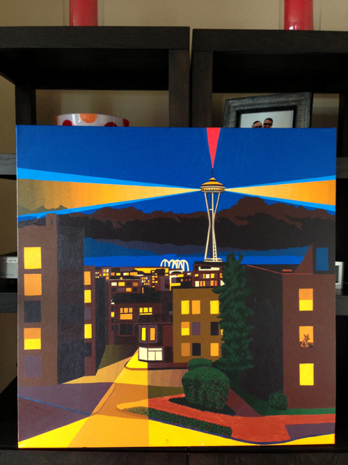 Seattle Space Needle Painting Process by Borbay