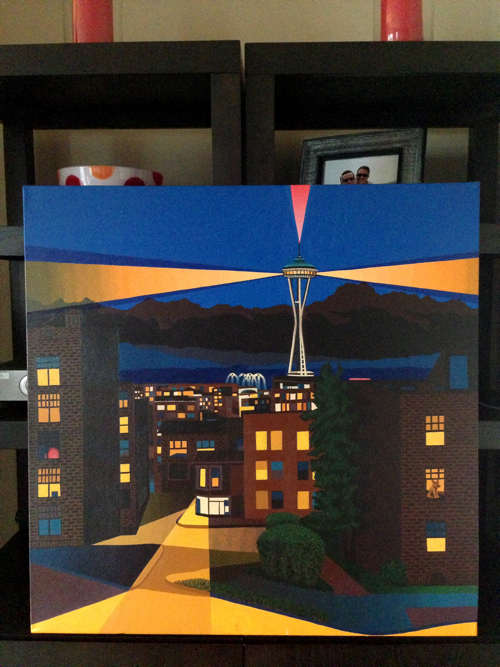 Seattle Space Needle Painting Process by Borbay