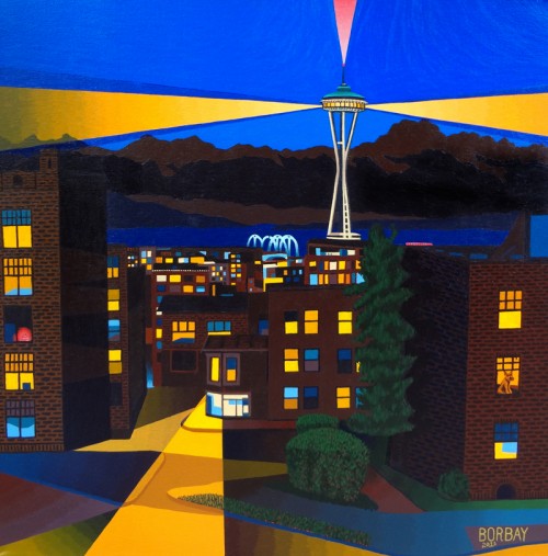 Seattle Space Needle Painting by Borbay