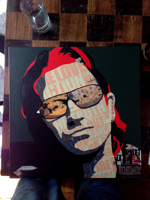 Bono Commissioned Portrait Painting Process by Borbay