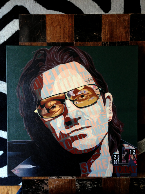 Bono Commissioned Portrait Painting Process by Borbay