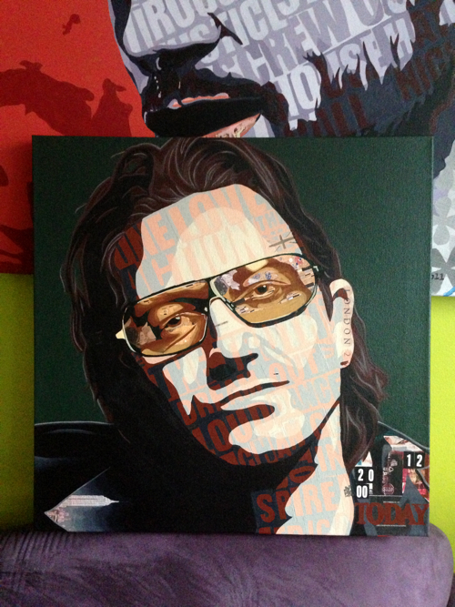 Bono Commissioned Portrait Painting Process by Borbay