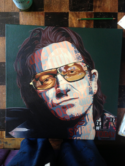 Bono Commissioned Portrait Painting Process by Borbay