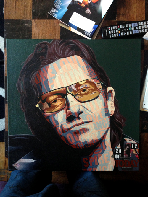 Bono Commissioned Portrait Painting Process by Borbay
