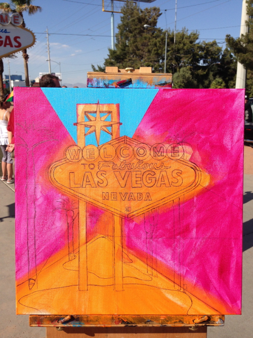 Welcome To Las Vegas Painting Process by Borbay