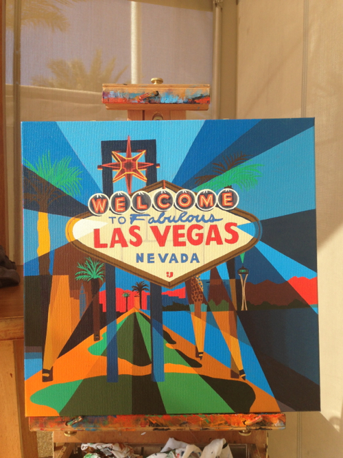 Welcome To Las Vegas Painting Process by Borbay