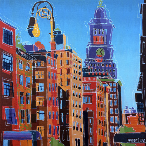 Con Edison Tower from Gramercy Park Painting by Borbay - BORBAY Con Edison Tower from Gramercy Park Painting by Borbay