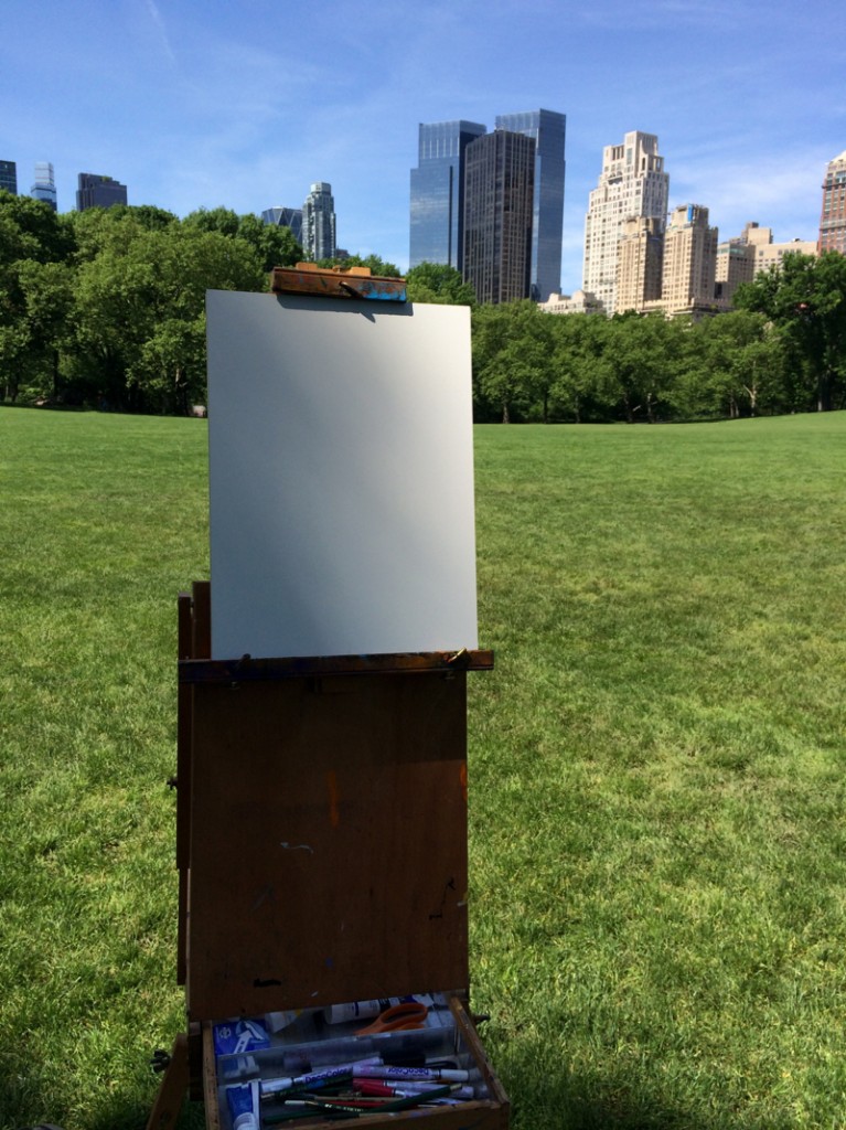 Central Park Sheep Meadow Painting Process by Borbay