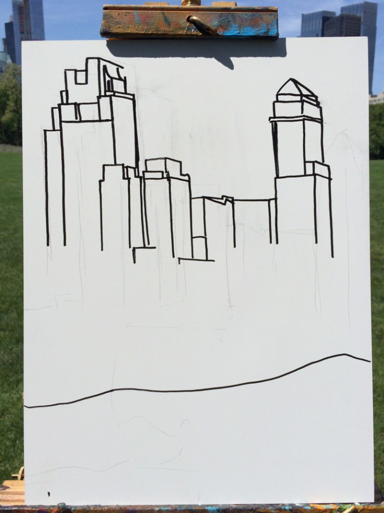Central Park Sheep Meadow Painting Process by Borbay