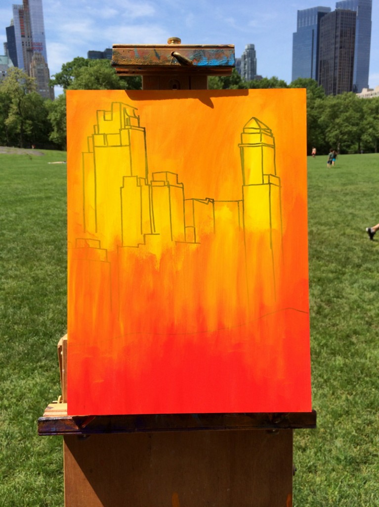 Central Park Sheep Meadow Painting Process by Borbay