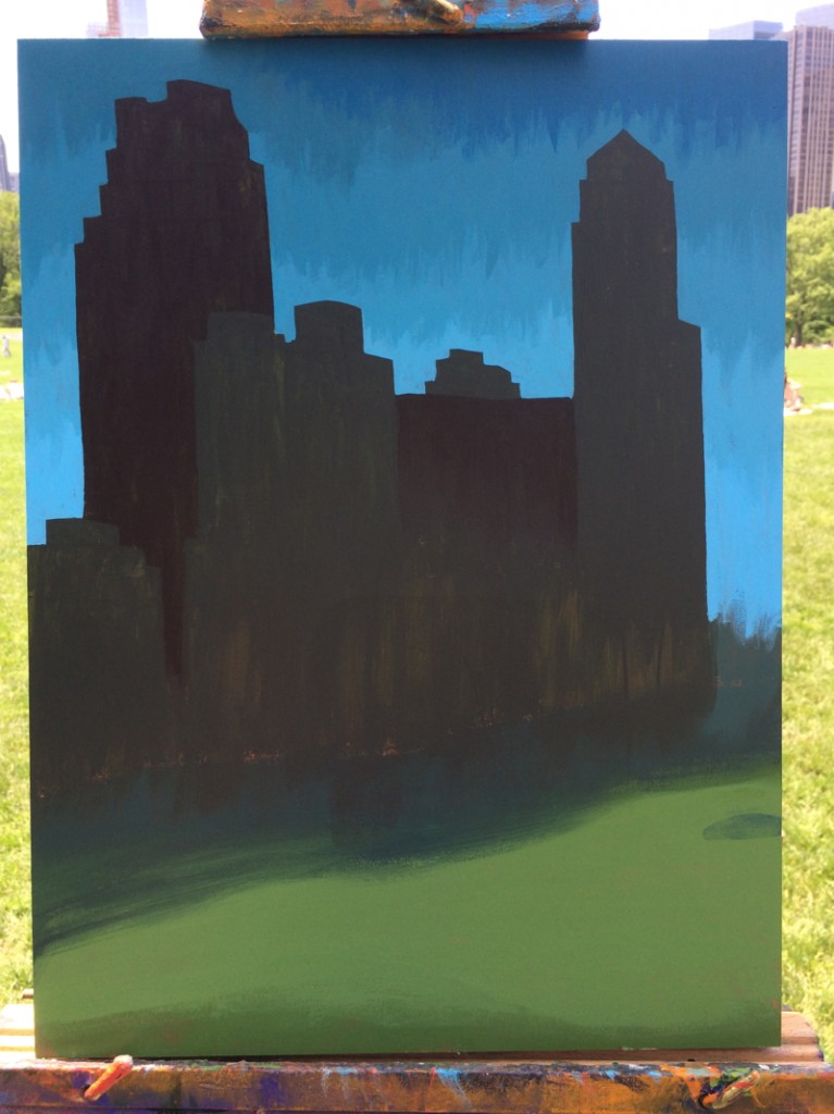 Central Park Sheep Meadow Painting Process by Borbay