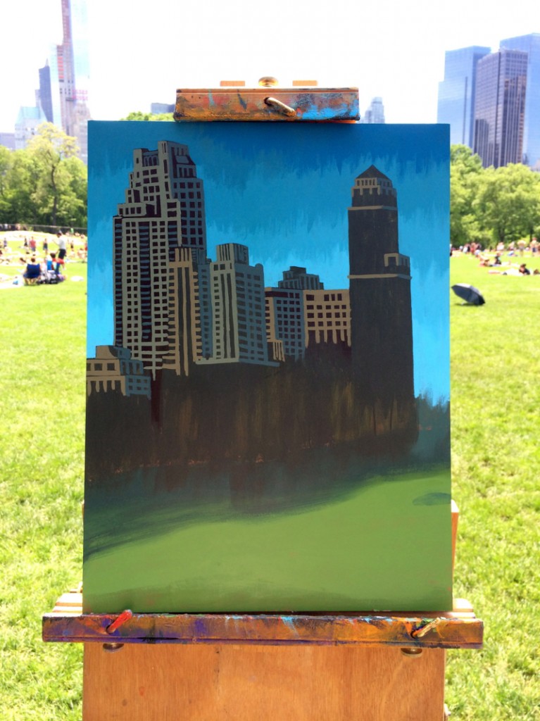 Central Park Sheep Meadow Painting Process by Borbay