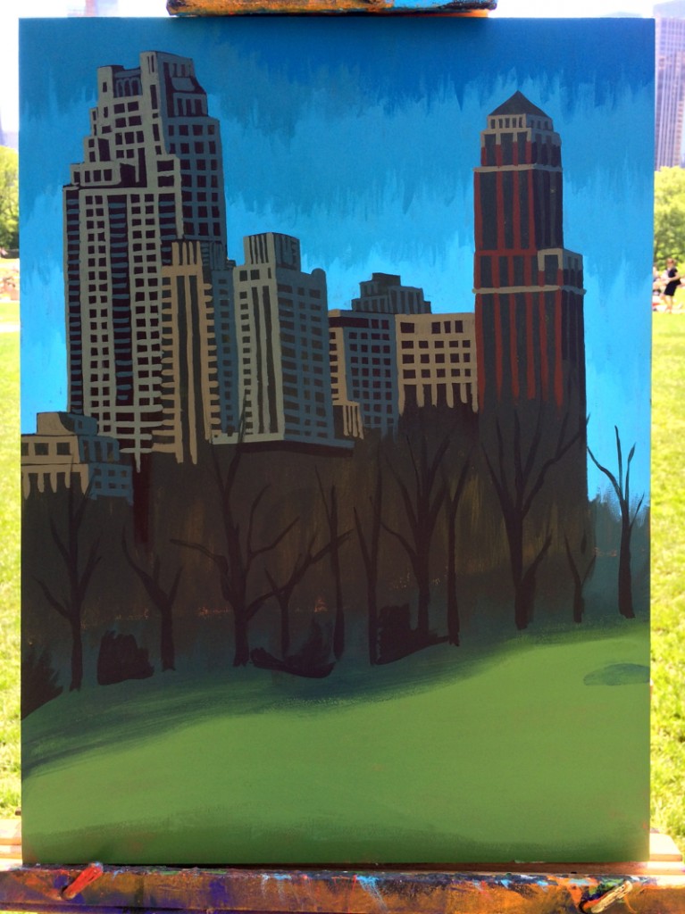 Central Park Sheep Meadow Painting Process by Borbay