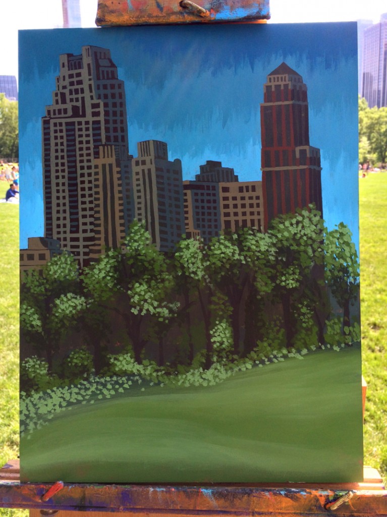 Central Park Sheep Meadow Painting Process by Borbay