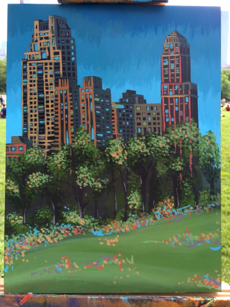 Central Park Sheep Meadow Painting Process by Borbay