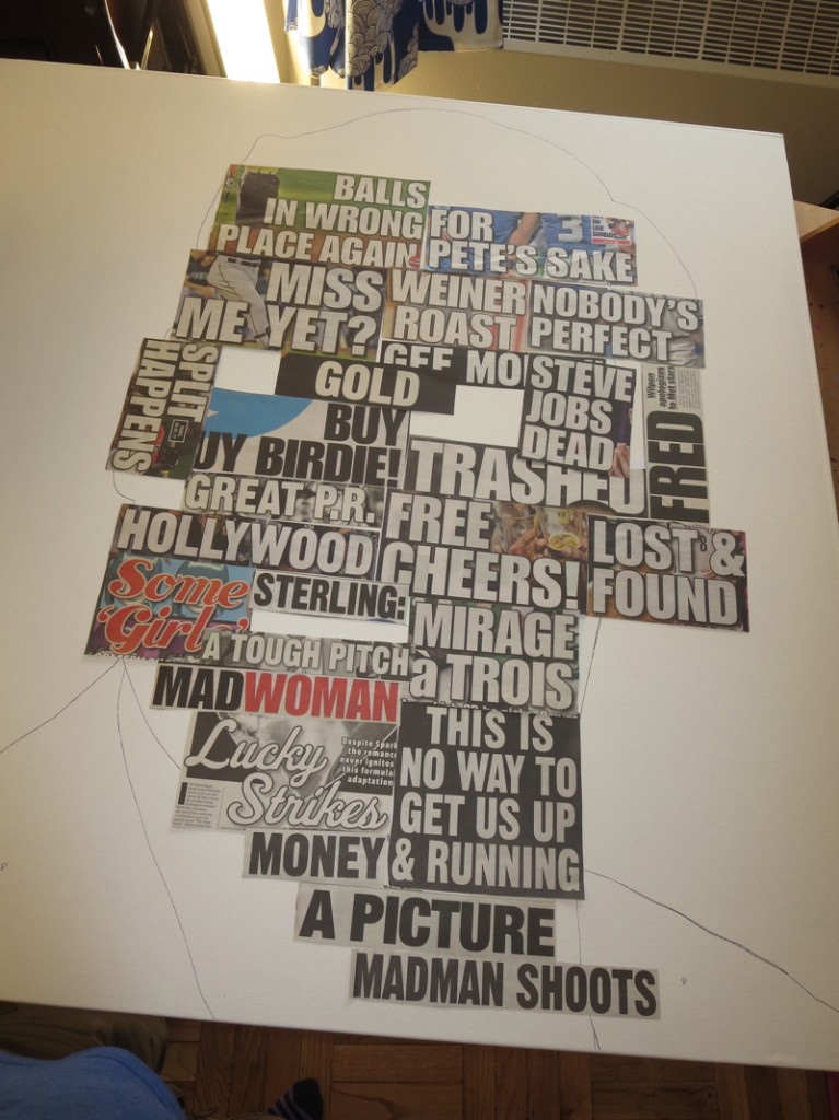 Don Draper Collage Painting Process by Borbay