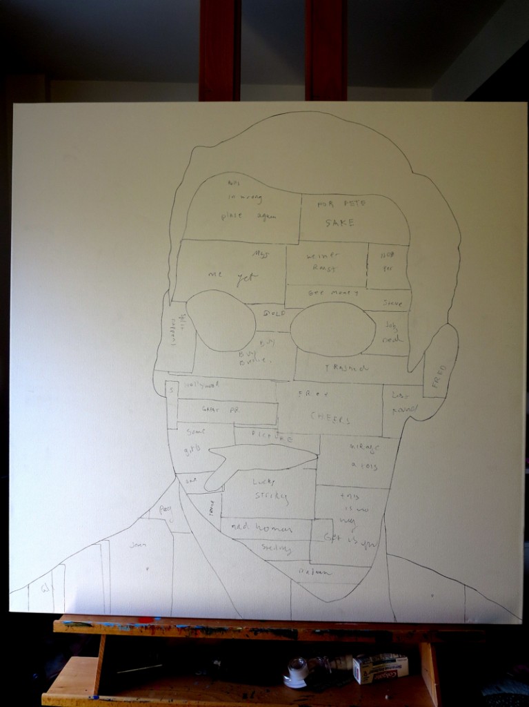 Don Draper Collage Painting Process by Borbay