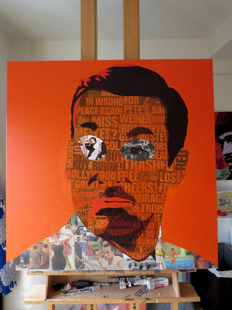 Don Draper Collage Painting Process by Borbay