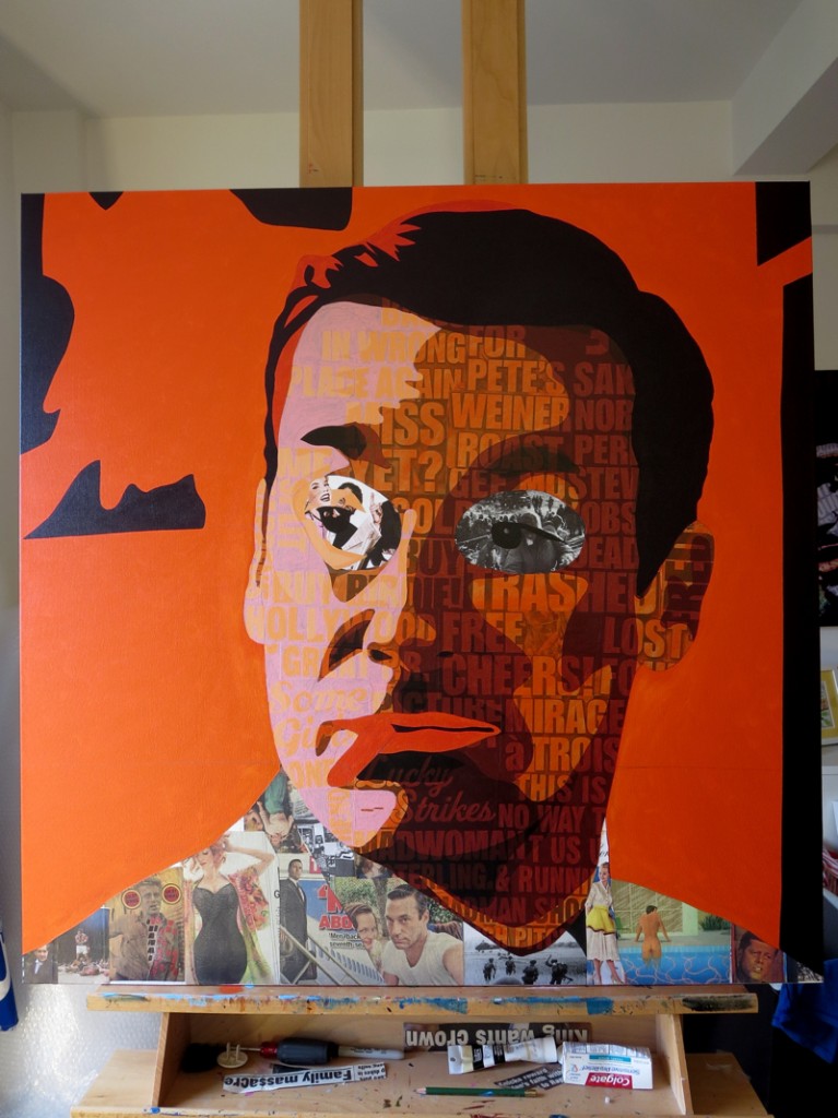 Don Draper Collage Painting Process by Borbay