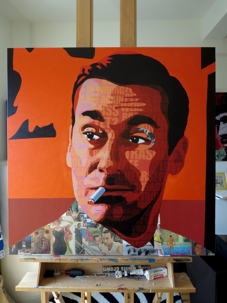 Don Draper Collage Painting Process by Borbay