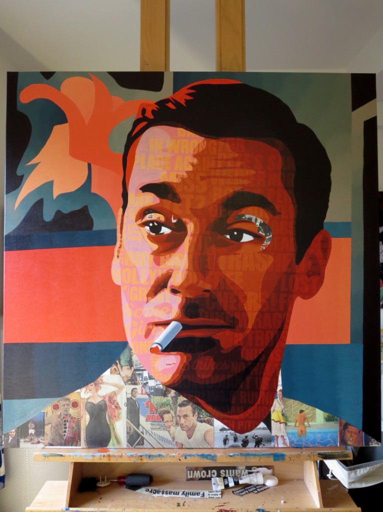 Don Draper Collage Painting Process by Borbay