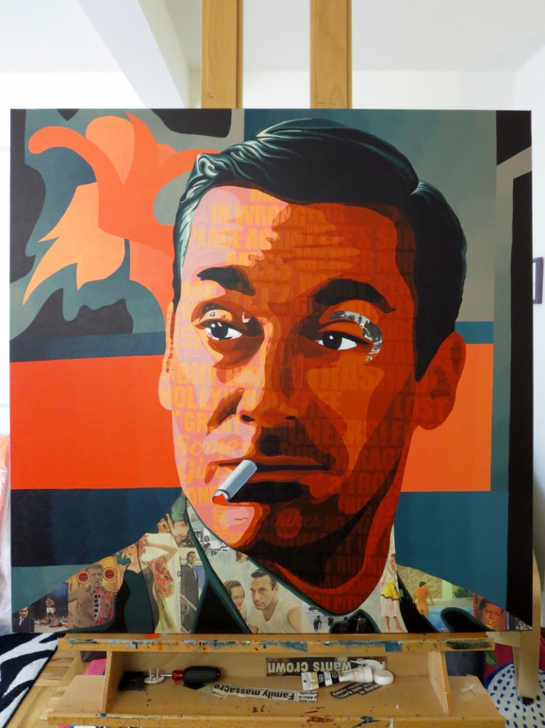 Don Draper Collage Painting Process by Borbay