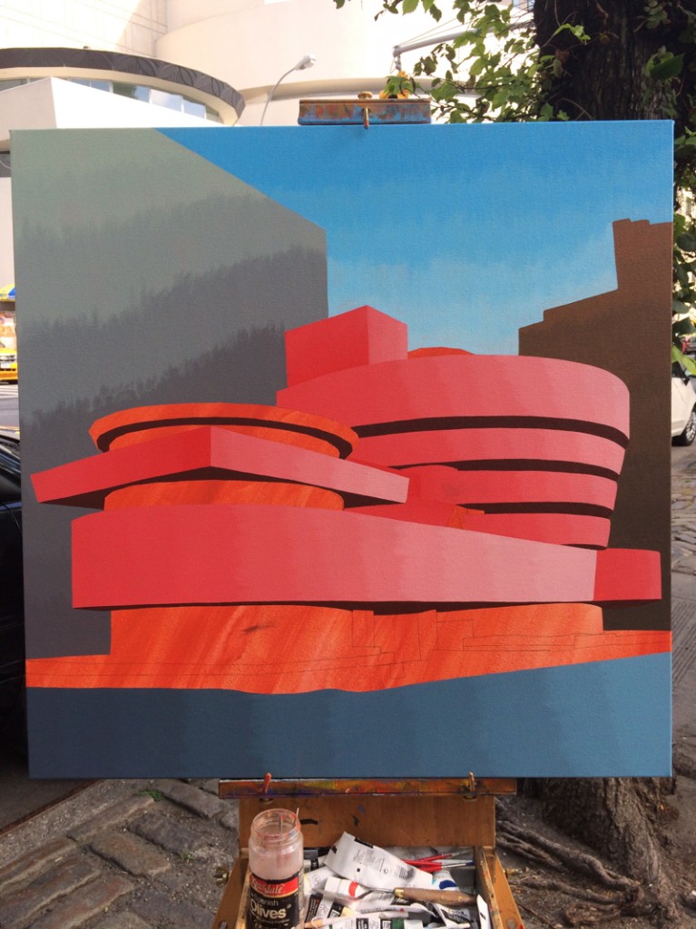 Pink Guggenheim aka Guggenheim 6 Painting Process by Borbay