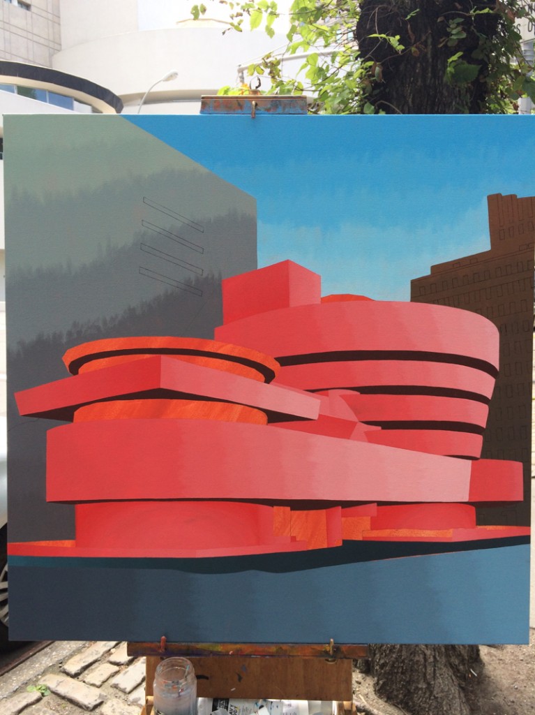 Pink Guggenheim aka Guggenheim 6 Painting Process by Borbay