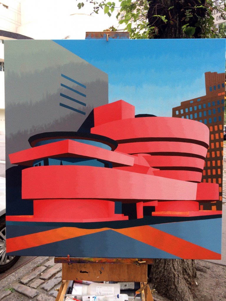 Pink Guggenheim aka Guggenheim 6 Painting Process by Borbay